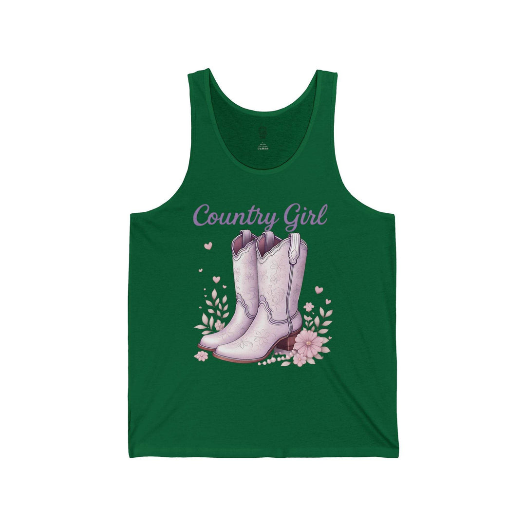 Country Girl Tank Top with Pink Boots Design - Gutsy Garb