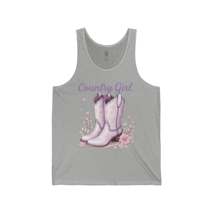 Country Girl Tank Top with Pink Boots Design - Gutsy Garb