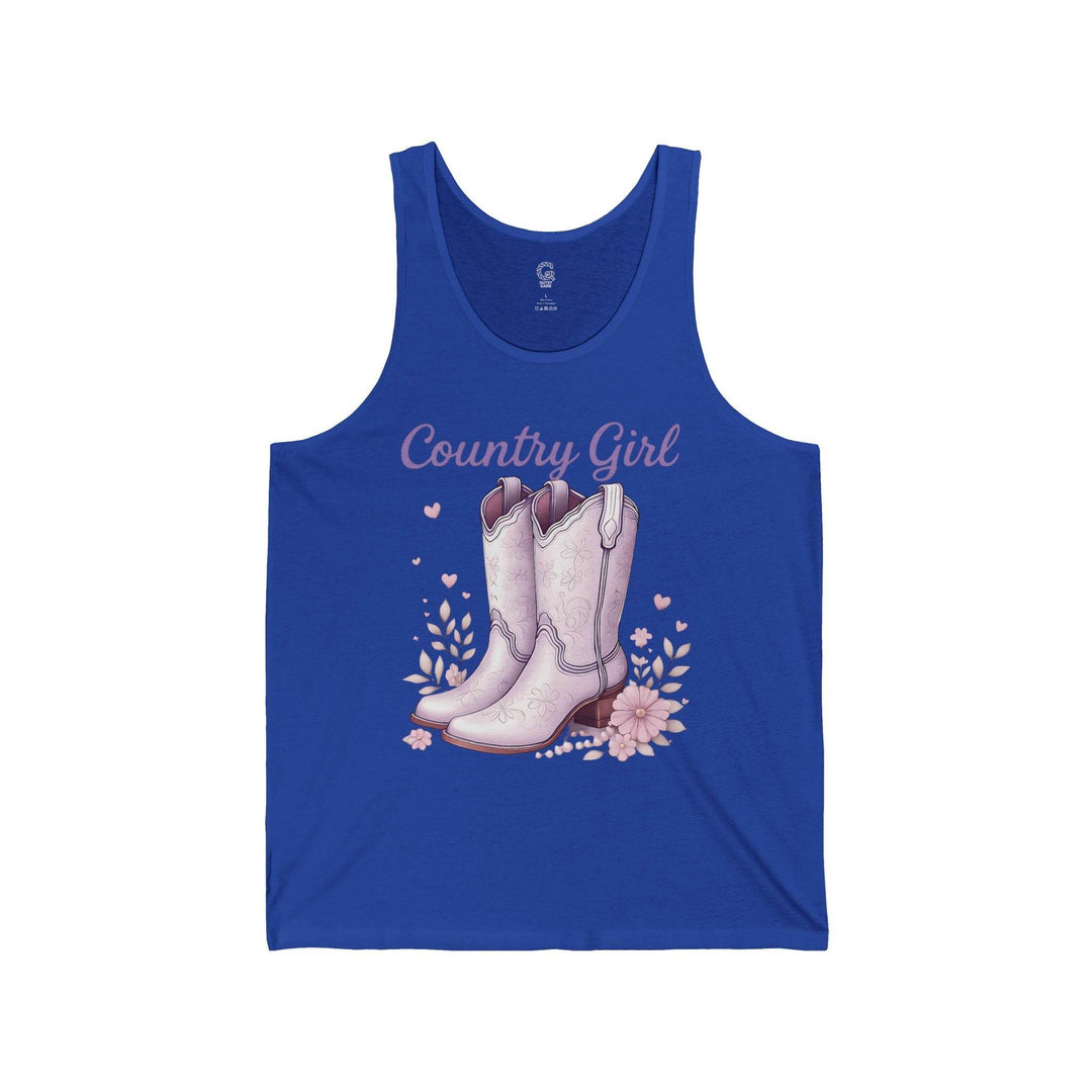 Country Girl Tank Top with Pink Boots Design - Gutsy Garb