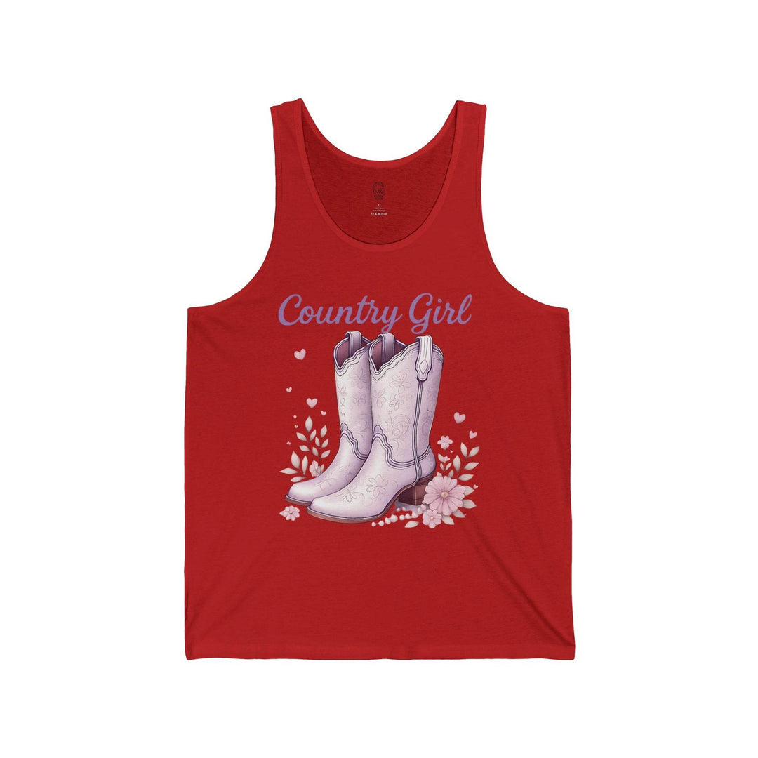 Country Girl Tank Top with Pink Boots Design - Gutsy Garb