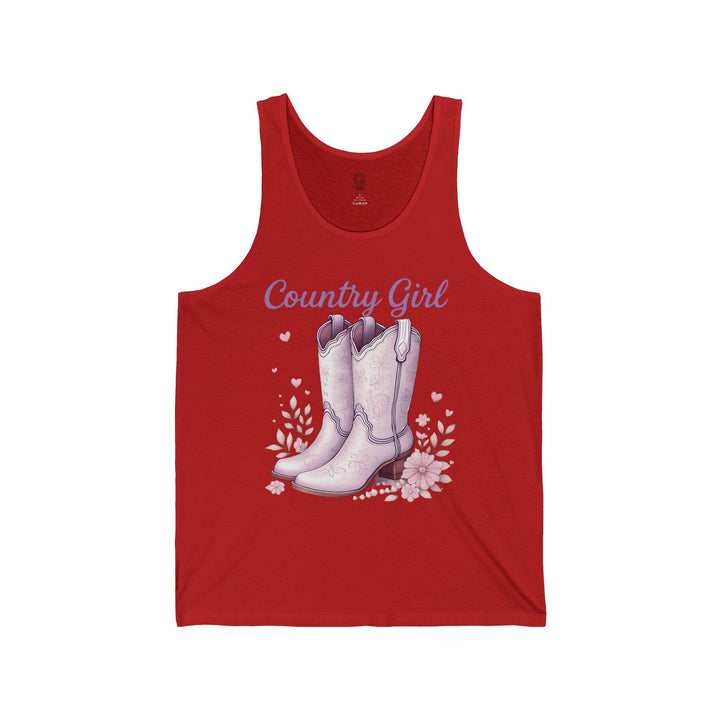 Country Girl Tank Top with Pink Boots Design - Gutsy Garb