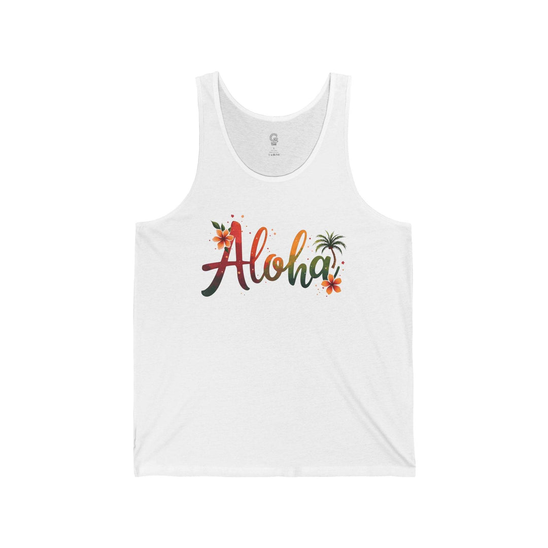 Island Vibes Tank Top with Aloha Design - Gutsy Garb