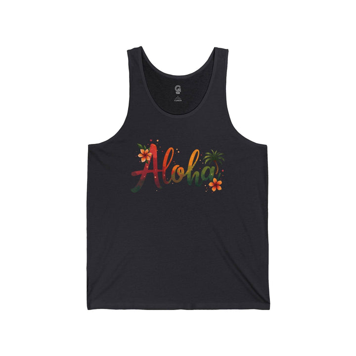 Island Vibes Tank Top with Aloha Design - Gutsy Garb