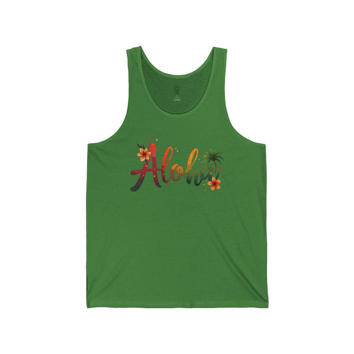 Island Vibes Tank Top with Aloha Design - Gutsy Garb