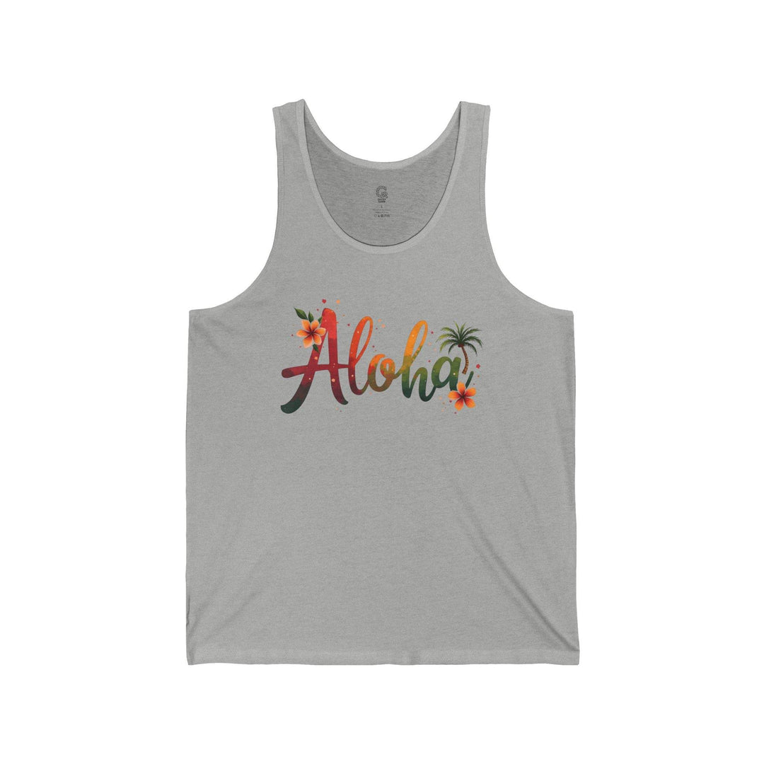 Island Vibes Tank Top with Aloha Design - Gutsy Garb