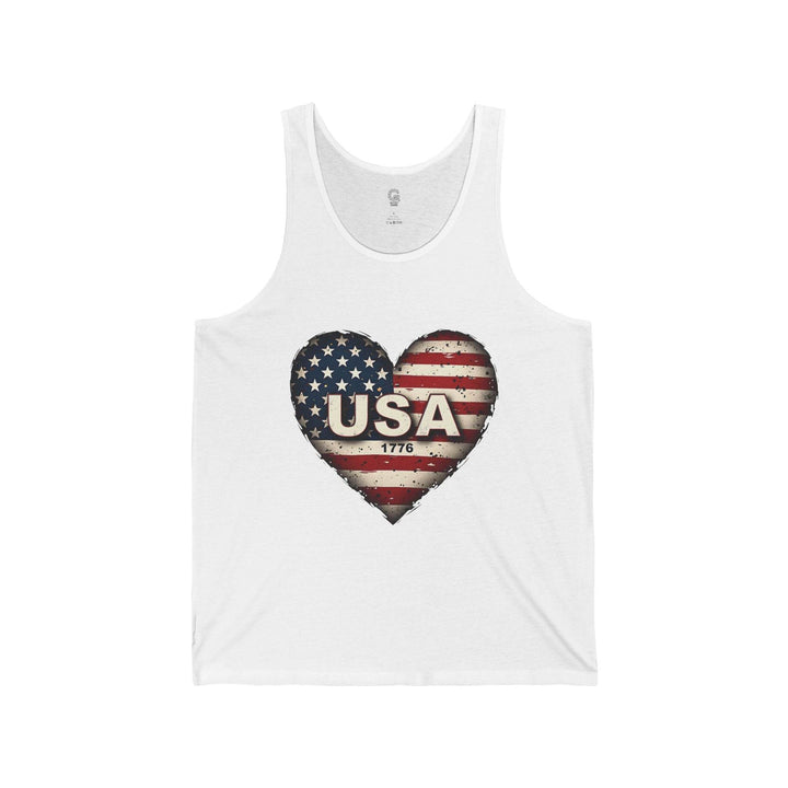 USA Patriotic Tank Top with Heart Flag Design - Gutsy Garb