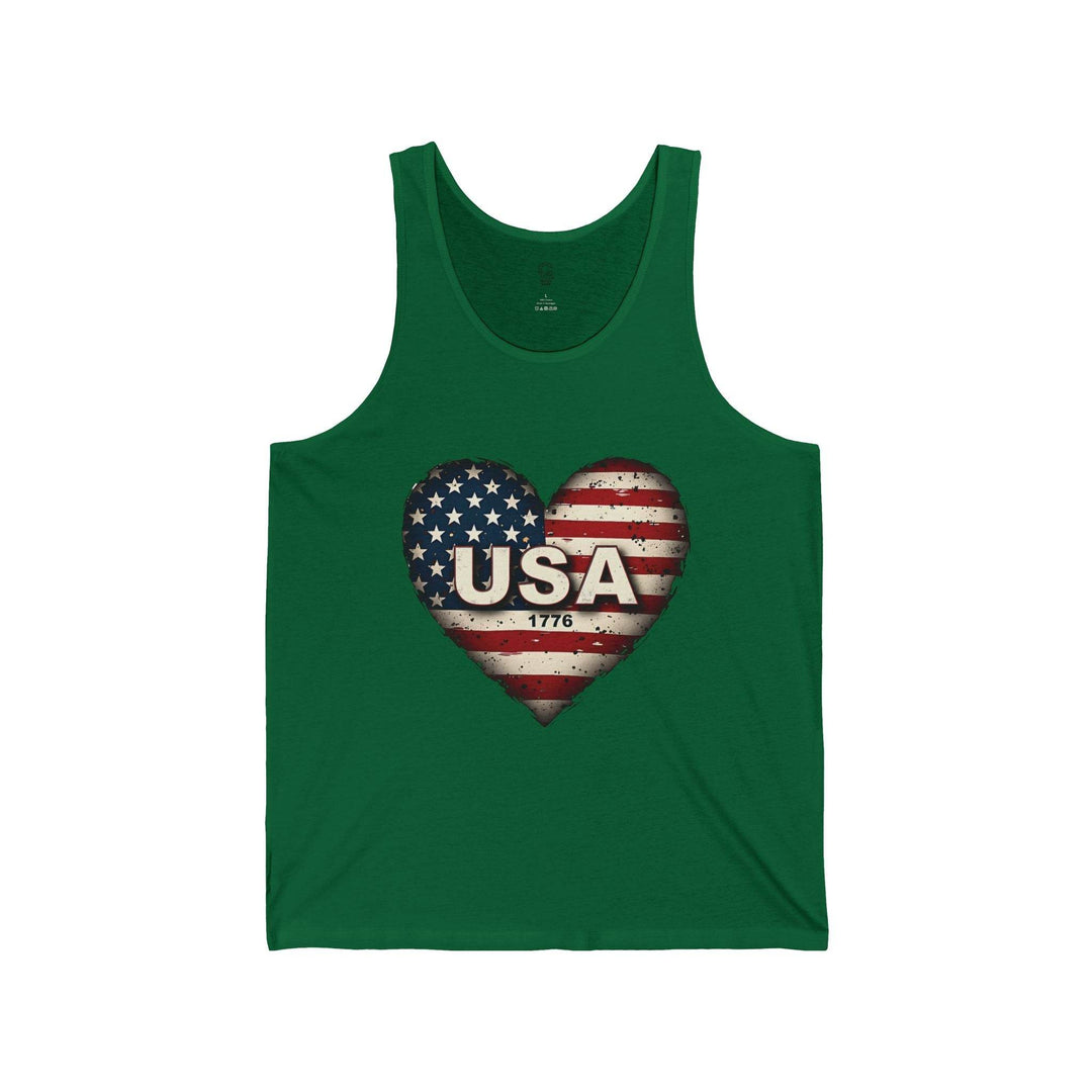 USA Patriotic Tank Top with Heart Flag Design - Gutsy Garb