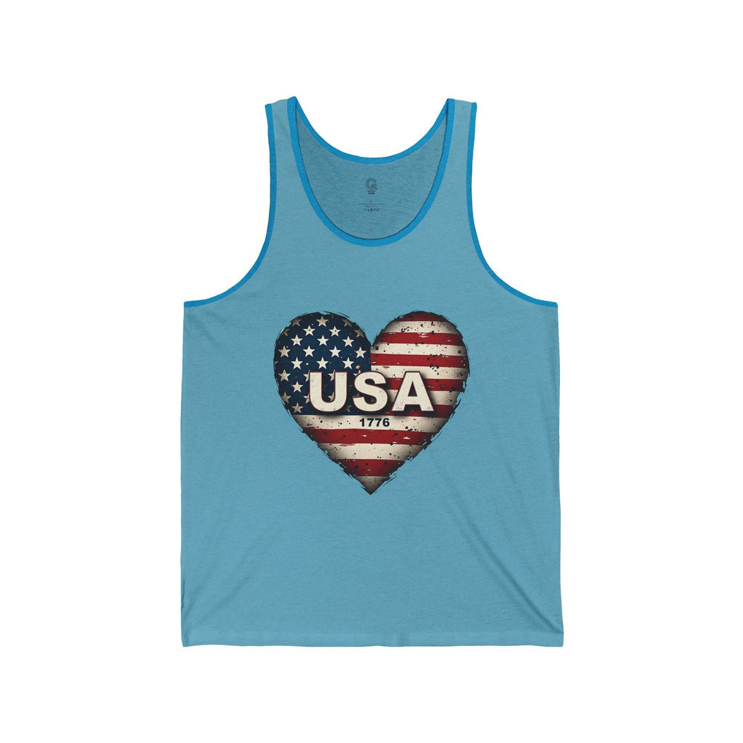 USA Patriotic Tank Top with Heart Flag Design - Gutsy Garb