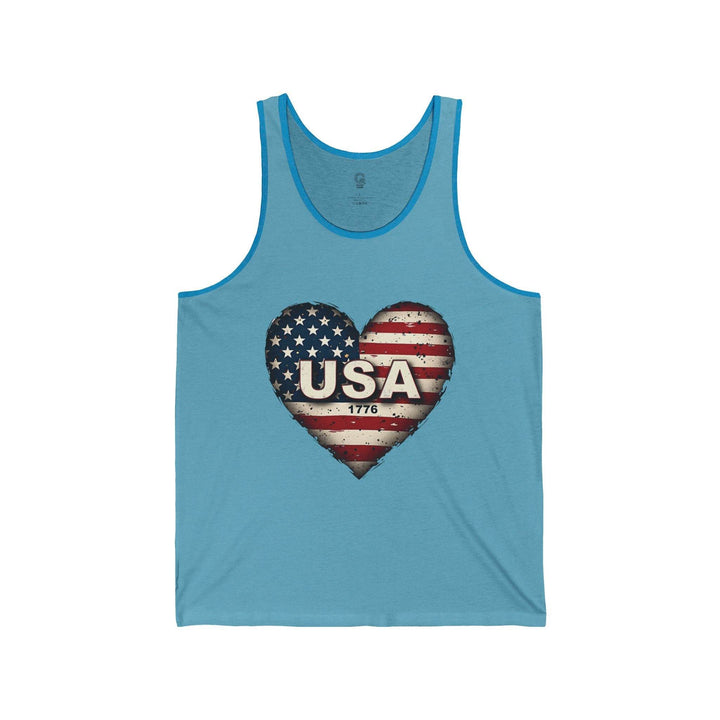 USA Patriotic Tank Top with Heart Flag Design - Gutsy Garb