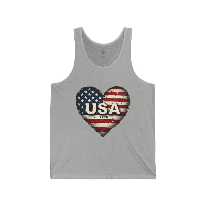 USA Patriotic Tank Top with Heart Flag Design - Gutsy Garb