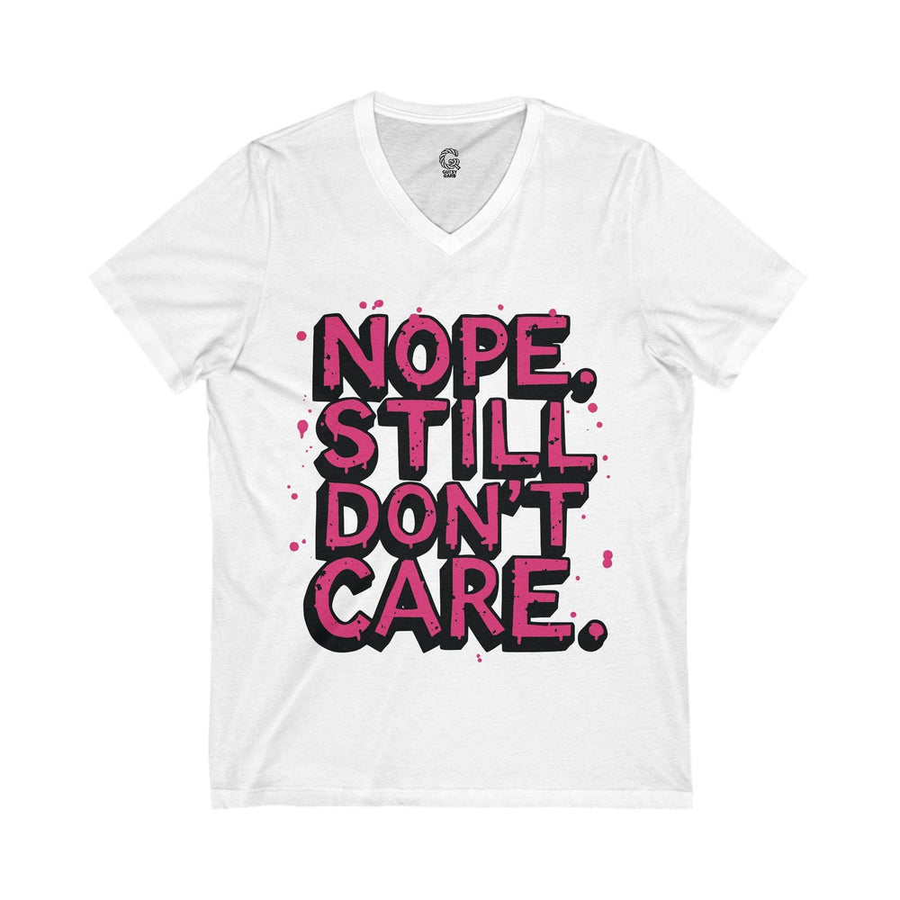 Indifferent Slogan V-Neck Tee - Bold Comfort - Gutsy Garb