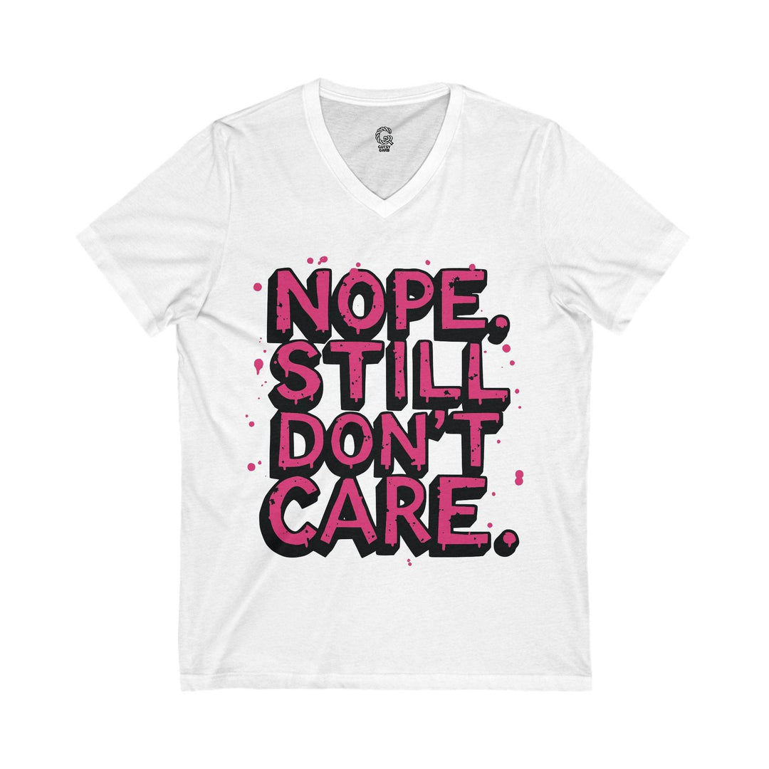 Indifferent Slogan V-Neck Tee - Bold Comfort - Gutsy Garb