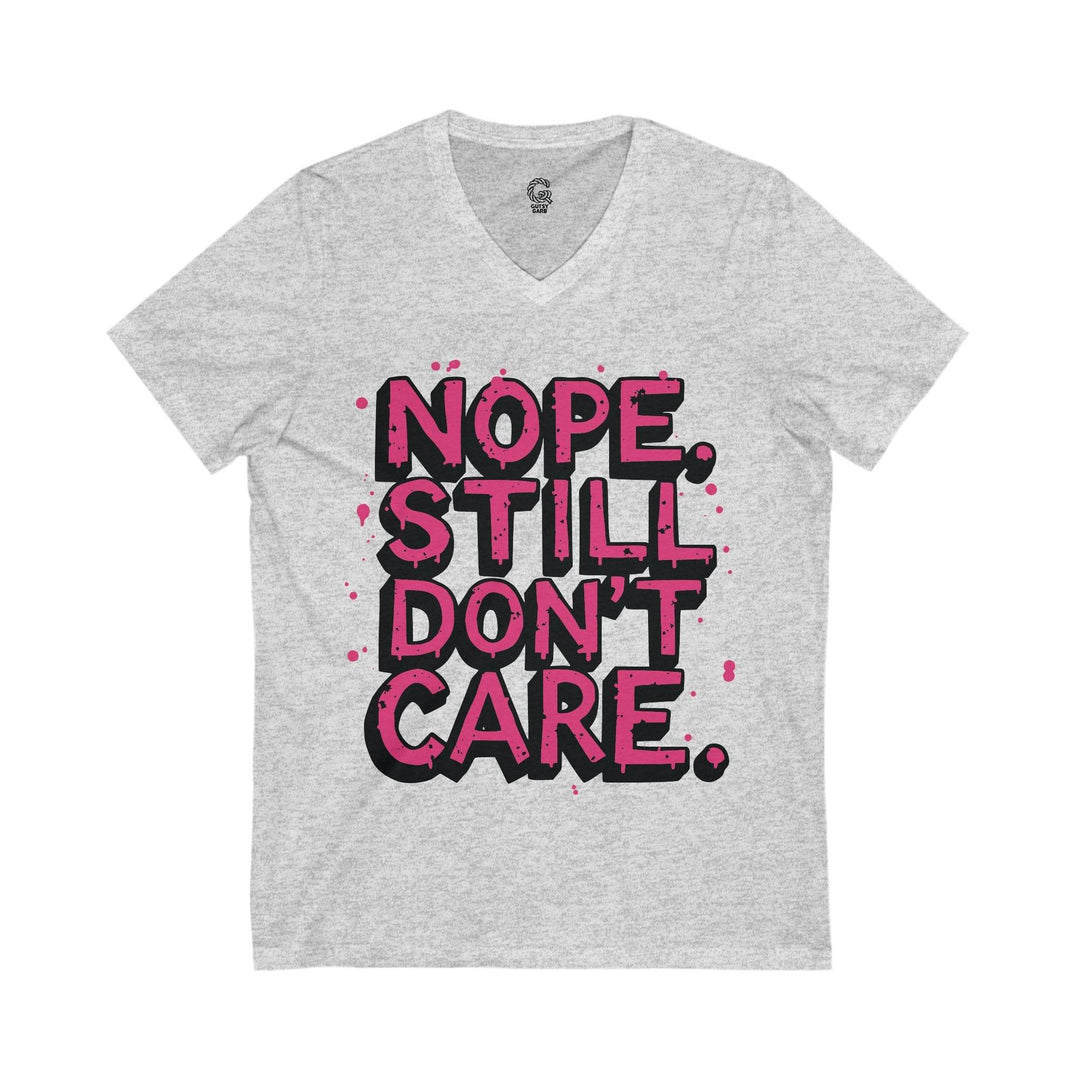 Indifferent Slogan V-Neck Tee - Bold Comfort - Gutsy Garb