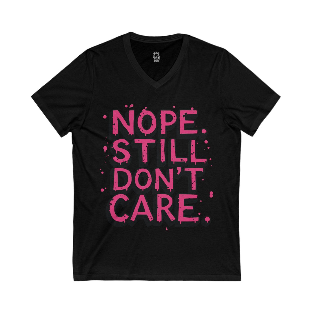 Indifferent Slogan V-Neck Tee - Bold Comfort - Gutsy Garb