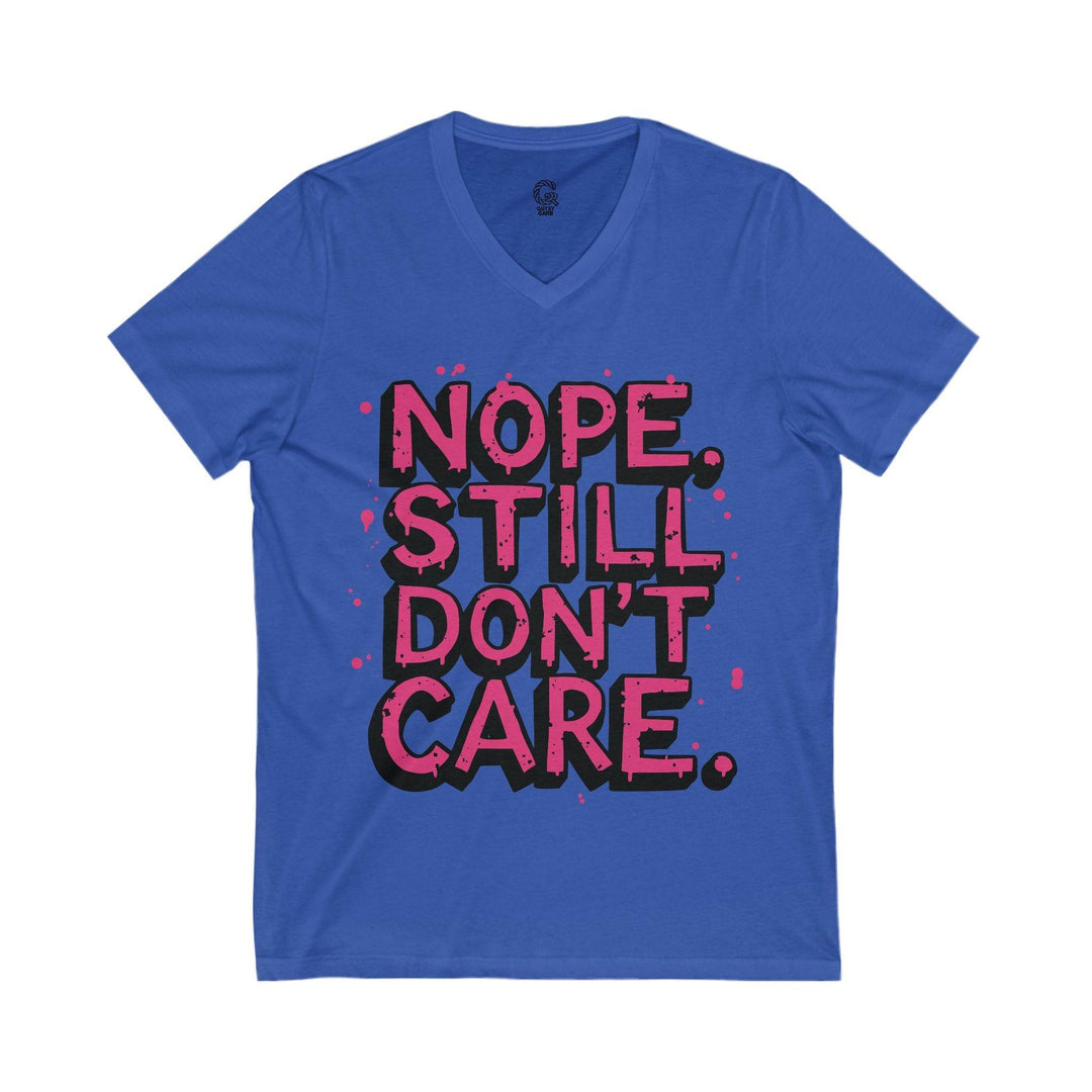 Indifferent Slogan V-Neck Tee - Bold Comfort - Gutsy Garb