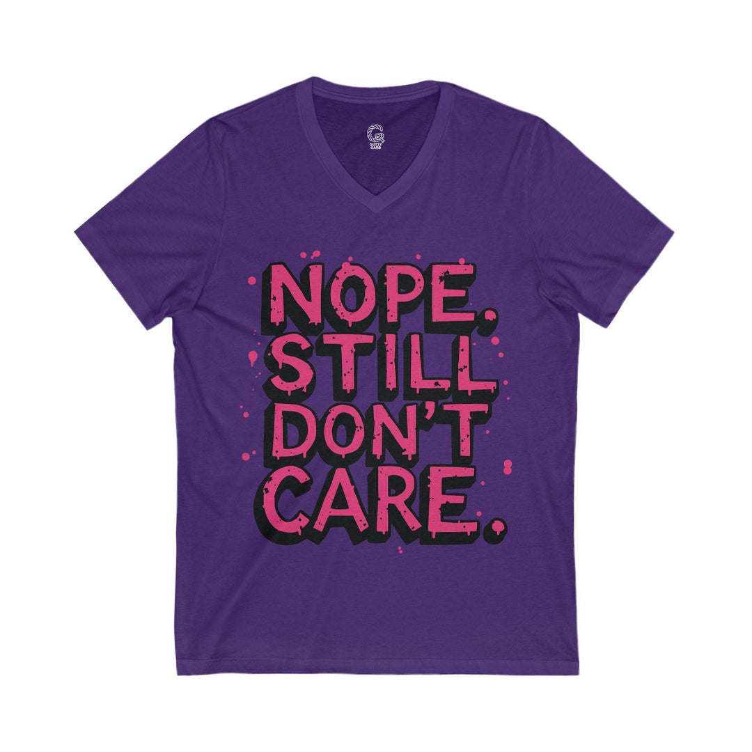 Indifferent Slogan V-Neck Tee - Bold Comfort - Gutsy Garb