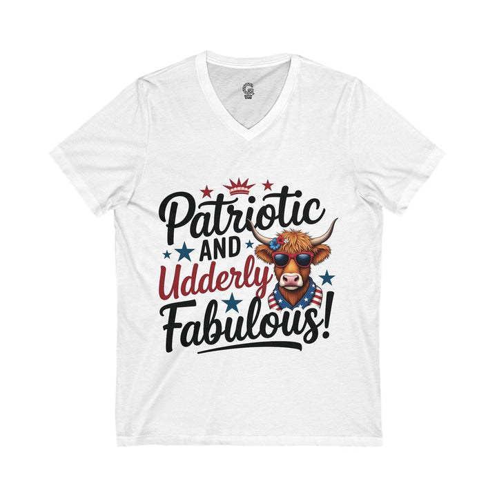 Patriotic Cow T-Shirt V-Neck - Bold & Edgy - Gutsy Garb