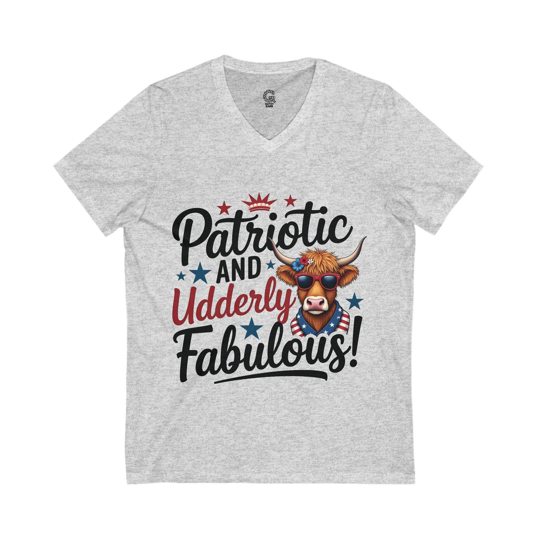 Patriotic Cow T-Shirt V-Neck - Bold & Edgy - Gutsy Garb