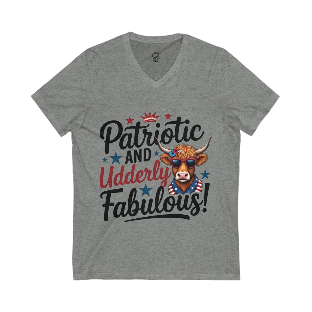 Patriotic Cow T-Shirt V-Neck - Bold & Edgy - Gutsy Garb