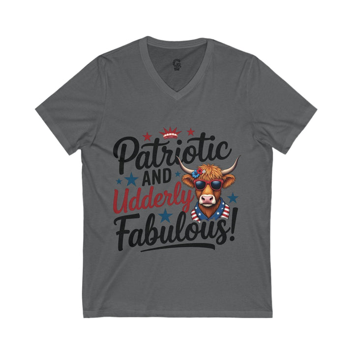 Patriotic Cow T-Shirt V-Neck - Bold & Edgy - Gutsy Garb