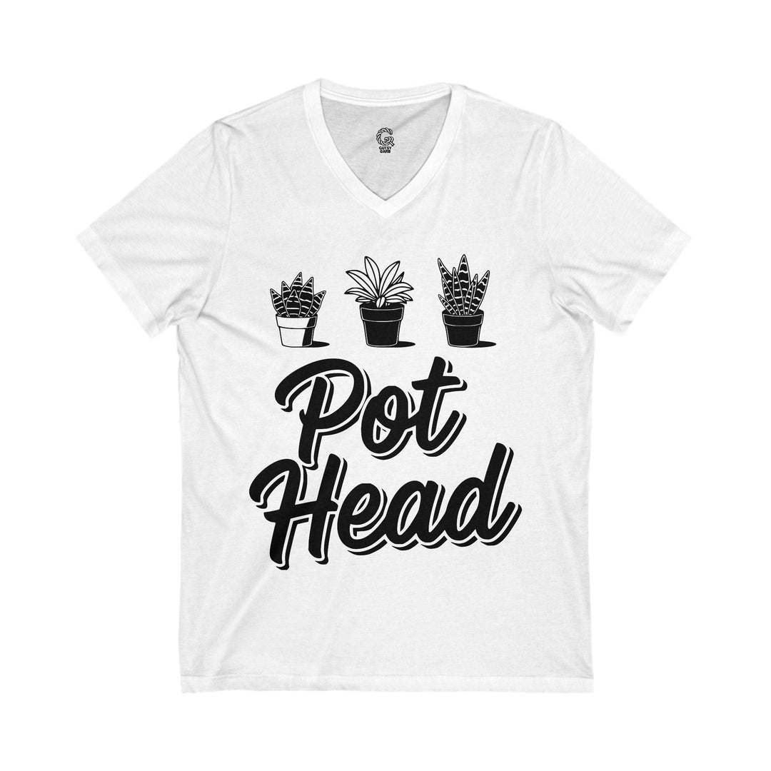 Plant Lover V-Neck Shirt with Pot Head Design - Gutsy Garb
