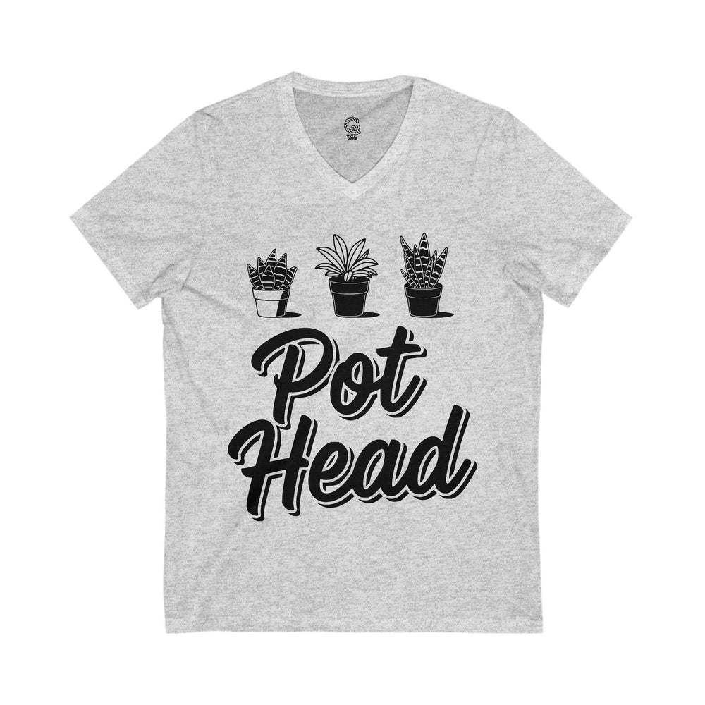 Plant Lover V-Neck Shirt with Pot Head Design - Gutsy Garb