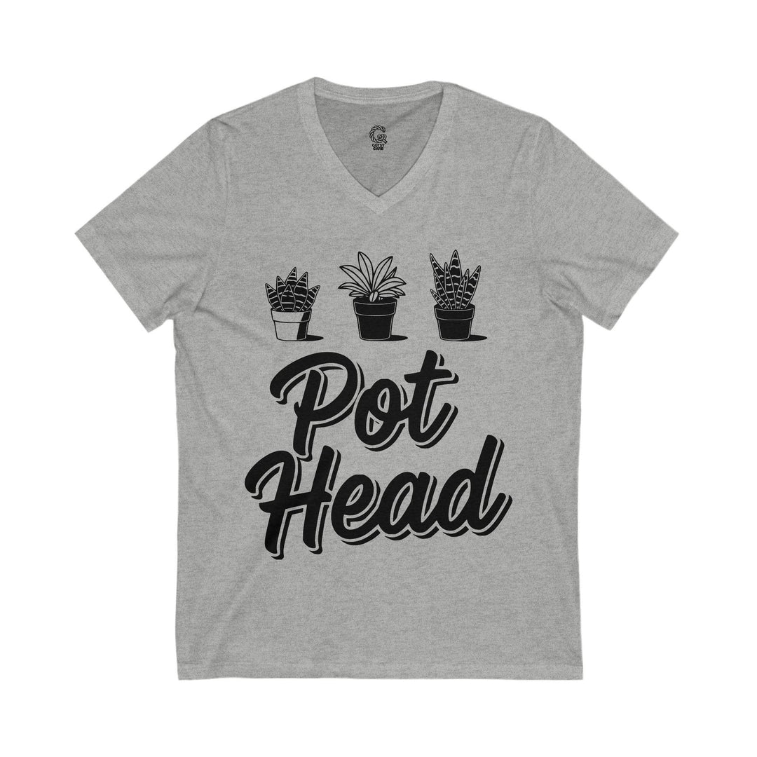 Plant Lover V-Neck Shirt with Pot Head Design - Gutsy Garb