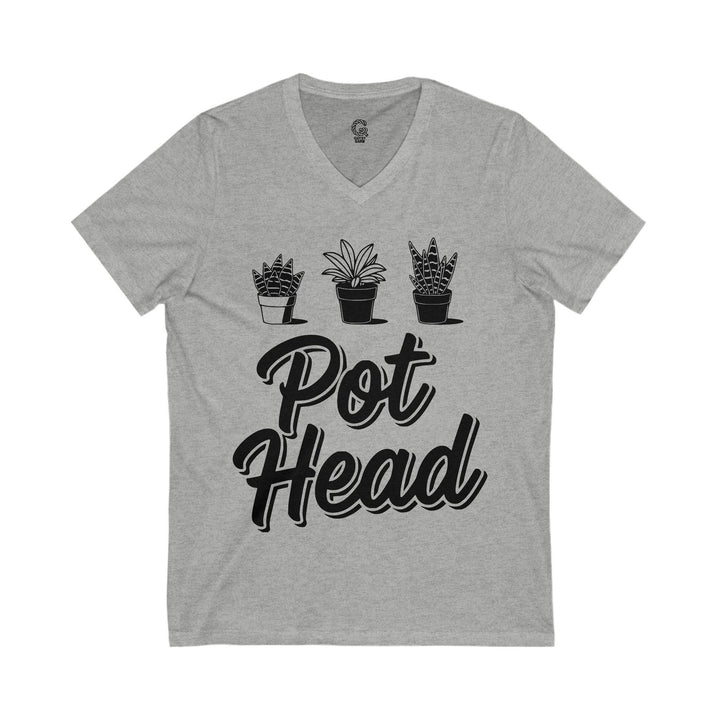 Plant Lover V-Neck Shirt with Pot Head Design - Gutsy Garb