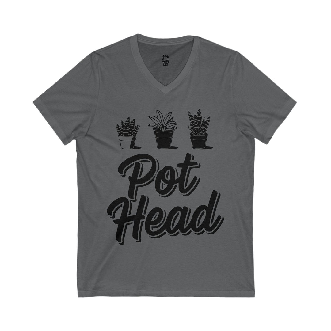 Plant Lover V-Neck Shirt with Pot Head Design - Gutsy Garb