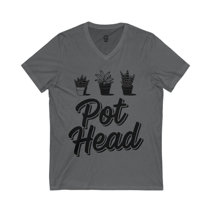Plant Lover V-Neck Shirt with Pot Head Design - Gutsy Garb