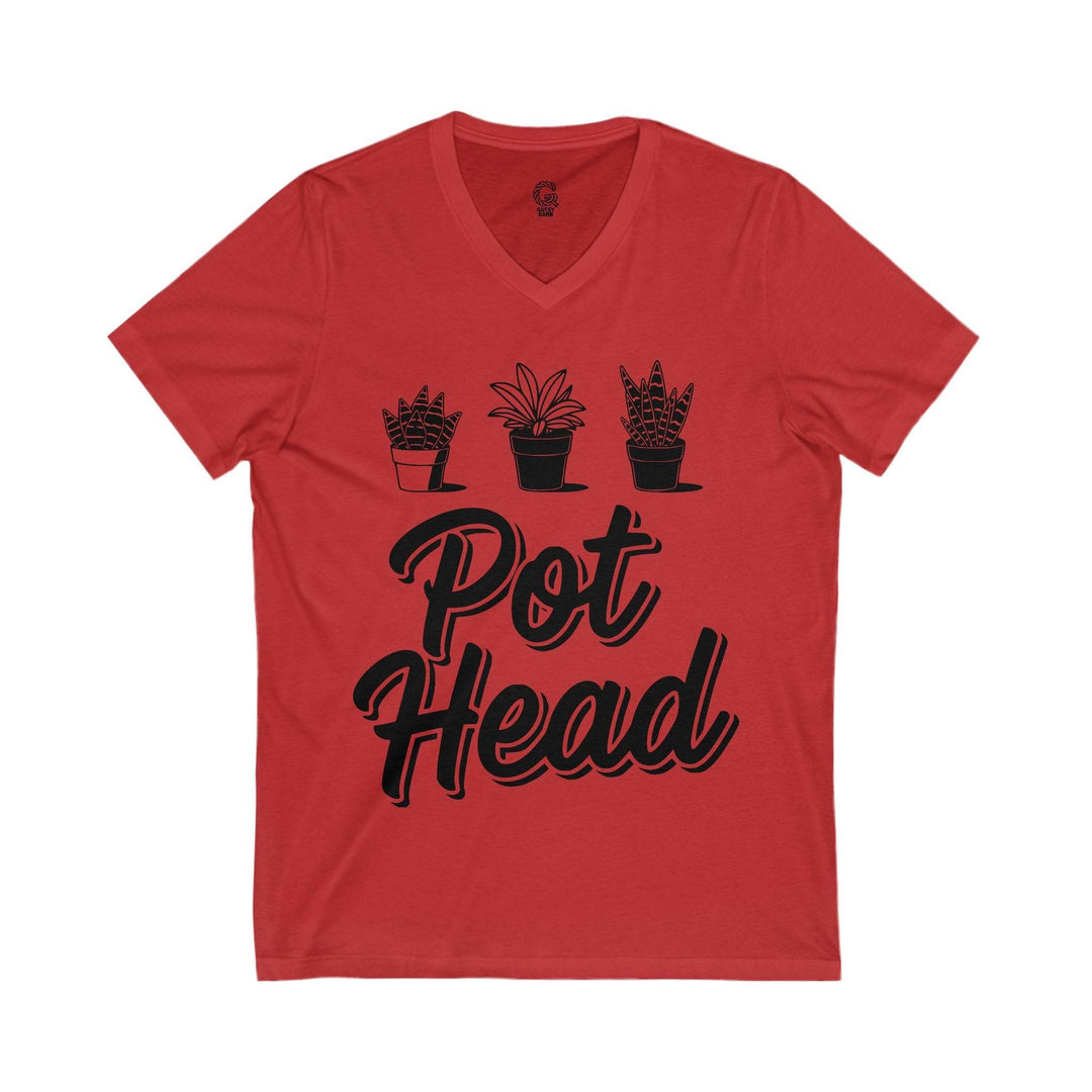 Plant Lover V-Neck Shirt with Pot Head Design - Gutsy Garb