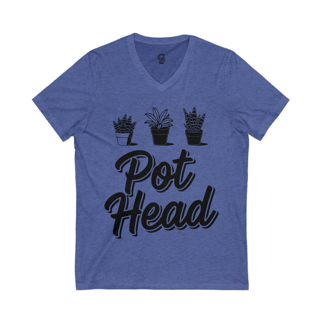 Plant Lover V-Neck Shirt with Pot Head Design - Gutsy Garb