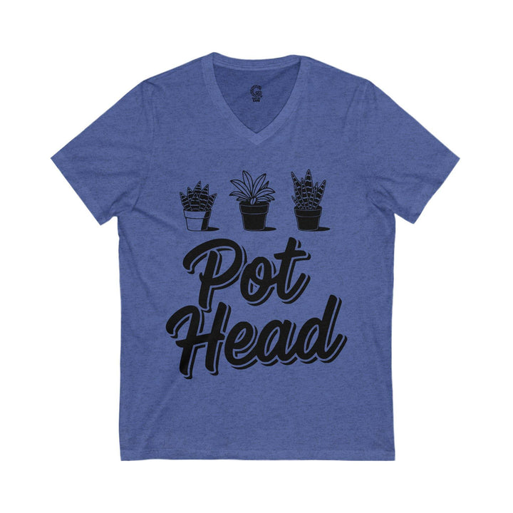 Plant Lover V-Neck Shirt with Pot Head Design - Gutsy Garb