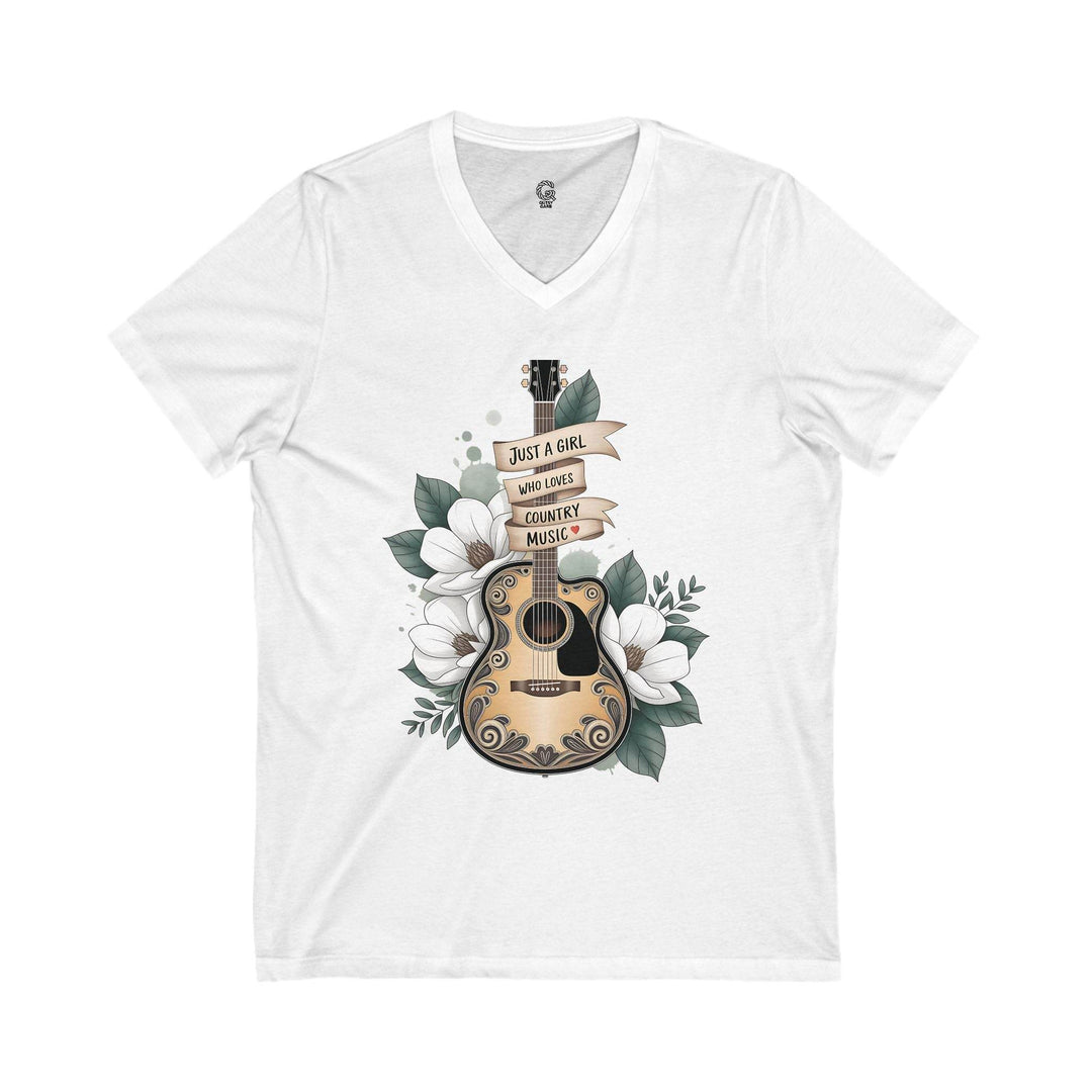 Women's Country V-Neck Shirt with Guitar Design - Gutsy Garb