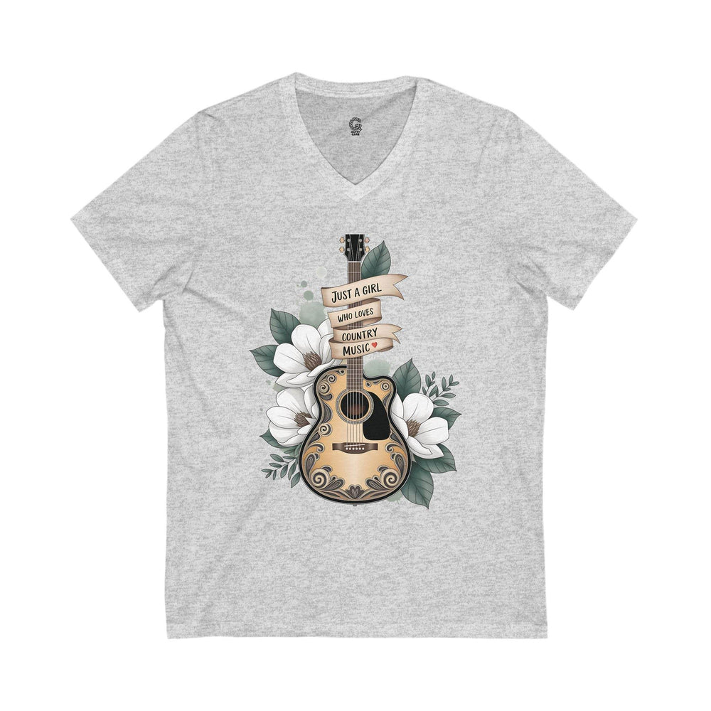 Women's Country V-Neck Shirt with Guitar Design - Gutsy Garb