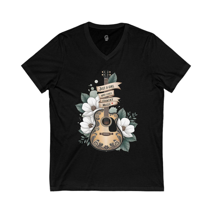 Women's Country V-Neck Shirt with Guitar Design - Gutsy Garb