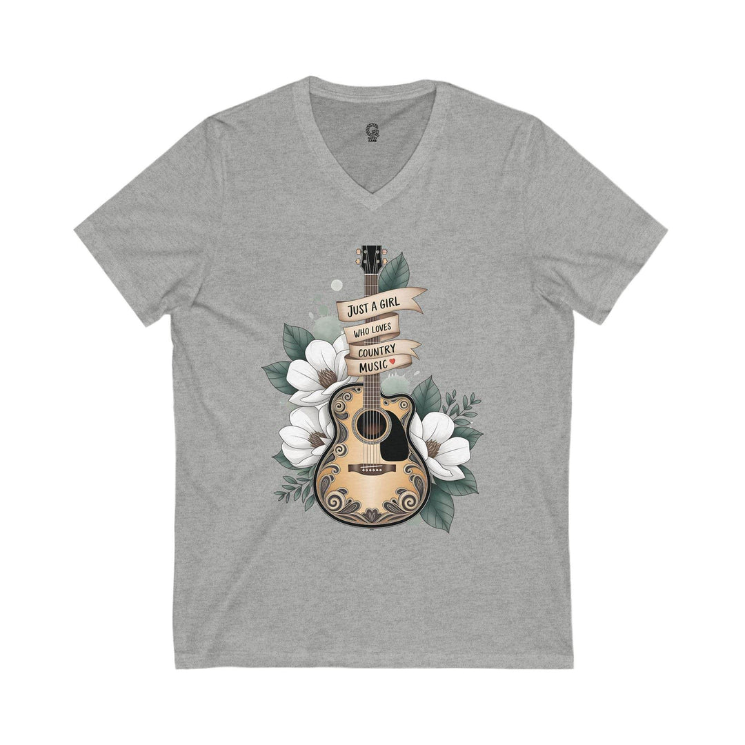 Women's Country V-Neck Shirt with Guitar Design - Gutsy Garb