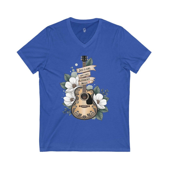 Women's Country V-Neck Shirt with Guitar Design - Gutsy Garb