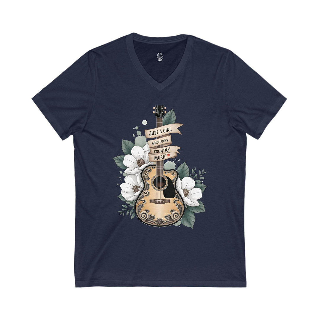 Women's Country V-Neck Shirt with Guitar Design - Gutsy Garb