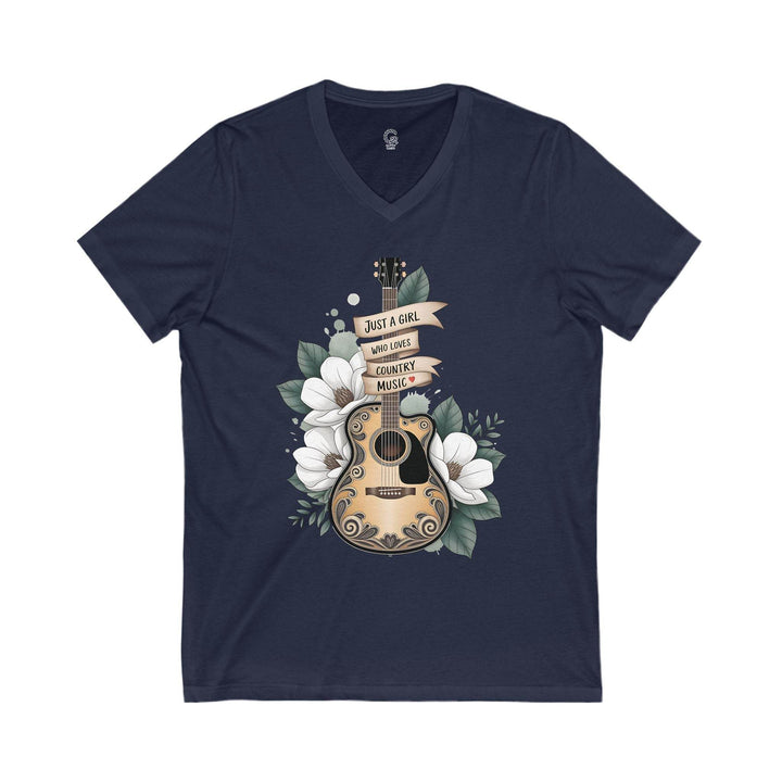 Women's Country V-Neck Shirt with Guitar Design - Gutsy Garb