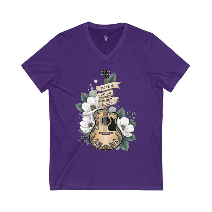 Women's Country V-Neck Shirt with Guitar Design - Gutsy Garb