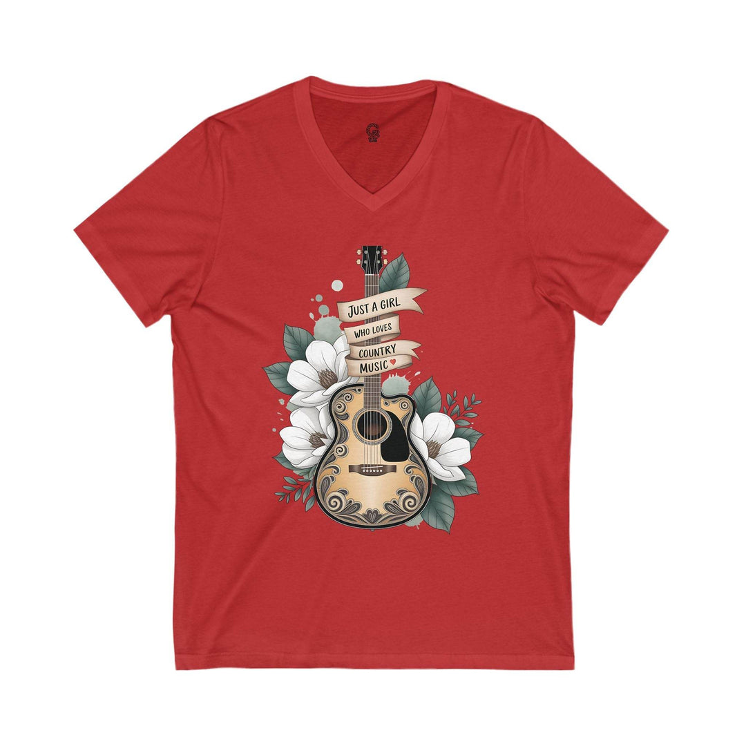 Women's Country V-Neck Shirt with Guitar Design - Gutsy Garb