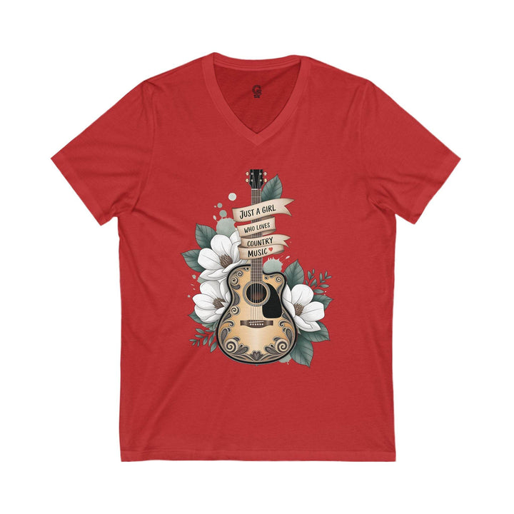 Women's Country V-Neck Shirt with Guitar Design - Gutsy Garb