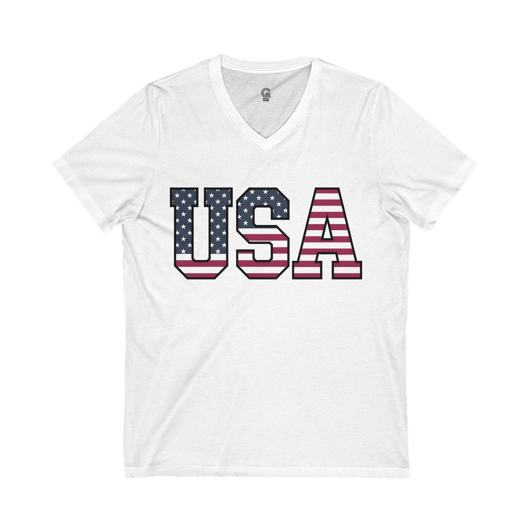 Patriotic V-Neck T-Shirt USA Flag Design - Gutsy Garb