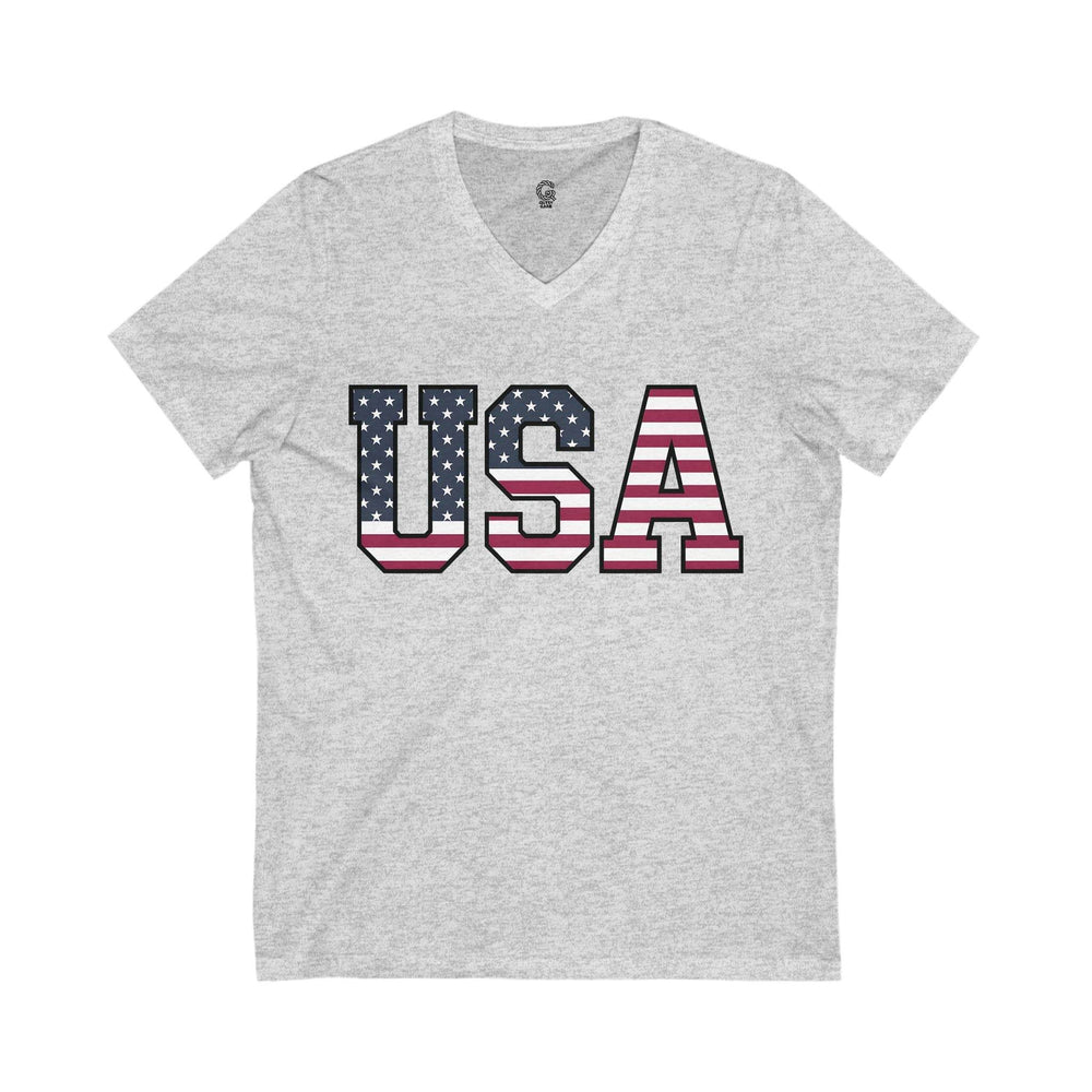 Patriotic V-Neck T-Shirt USA Flag Design - Gutsy Garb