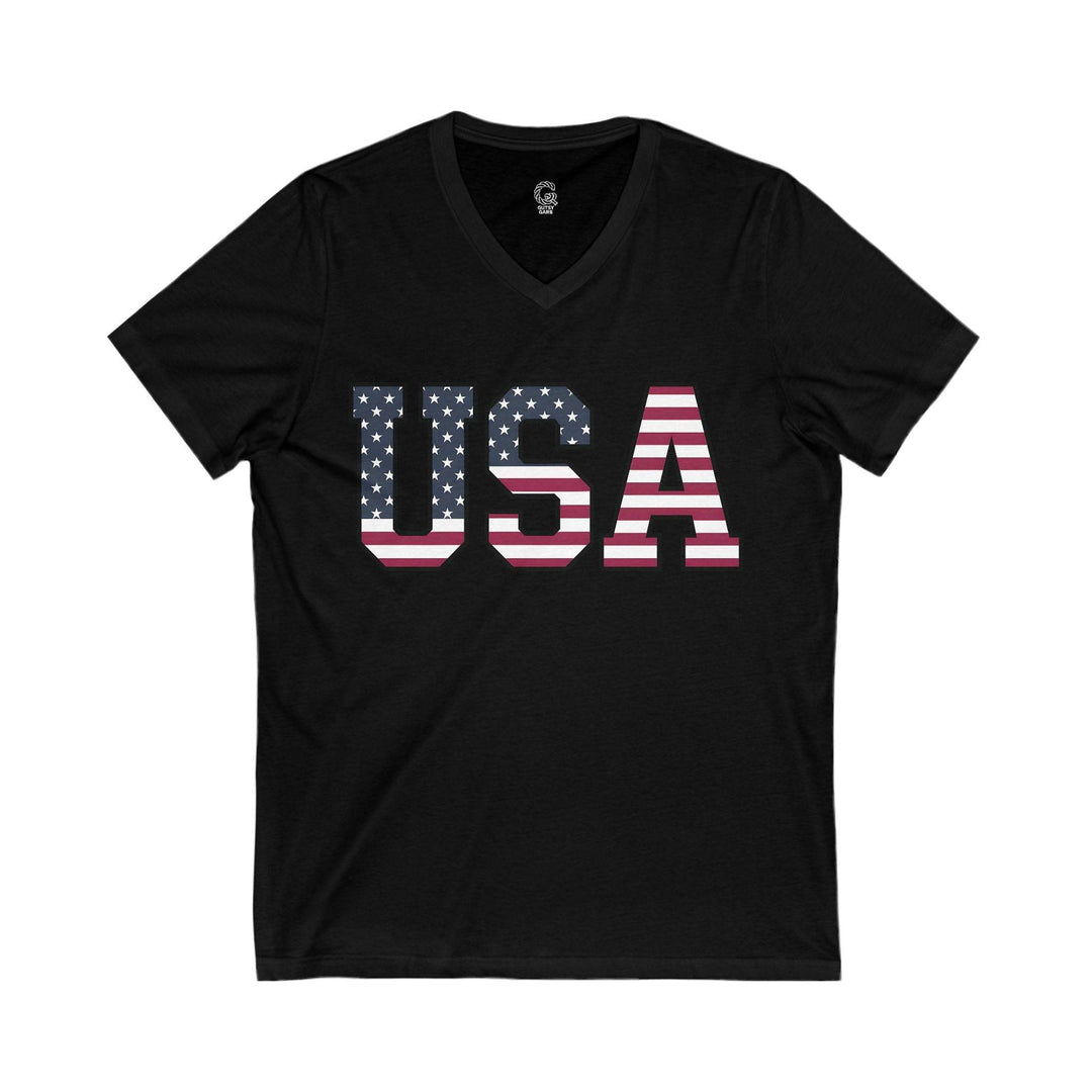 Patriotic V-Neck T-Shirt USA Flag Design - Gutsy Garb