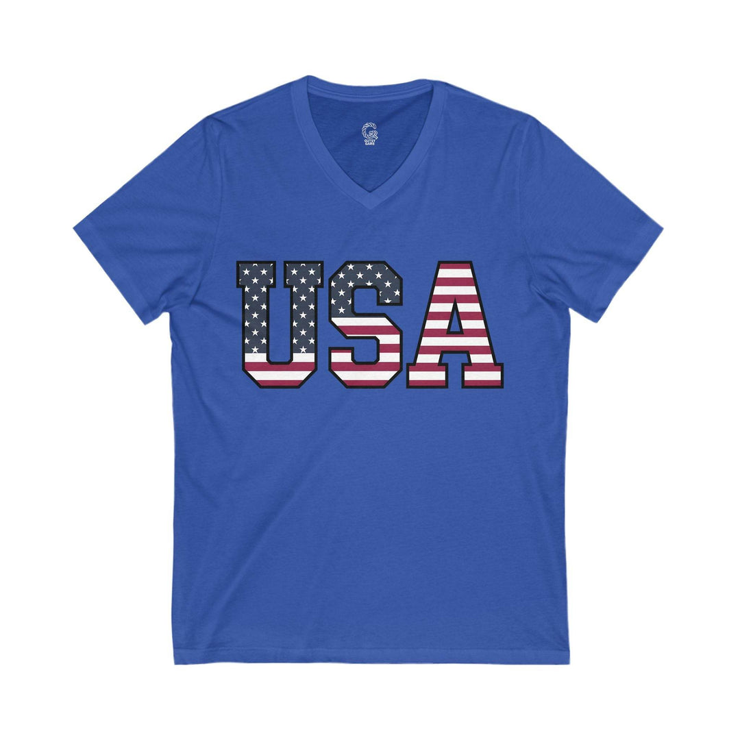 Patriotic V-Neck T-Shirt USA Flag Design - Gutsy Garb