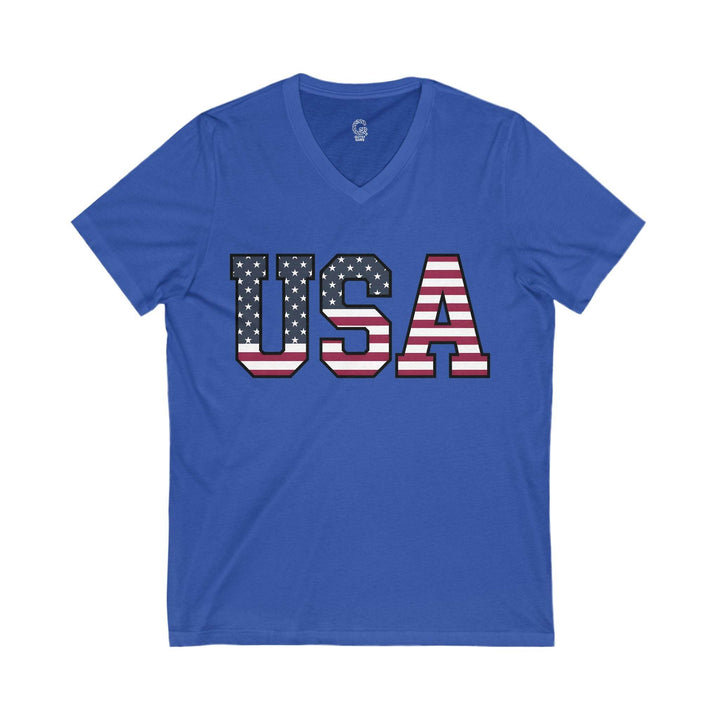 Patriotic V-Neck T-Shirt USA Flag Design - Gutsy Garb