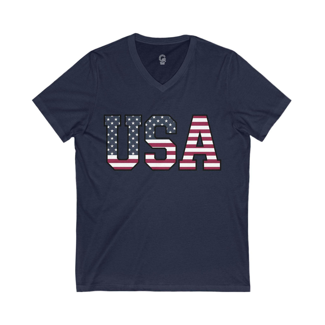 Patriotic V-Neck T-Shirt USA Flag Design - Gutsy Garb