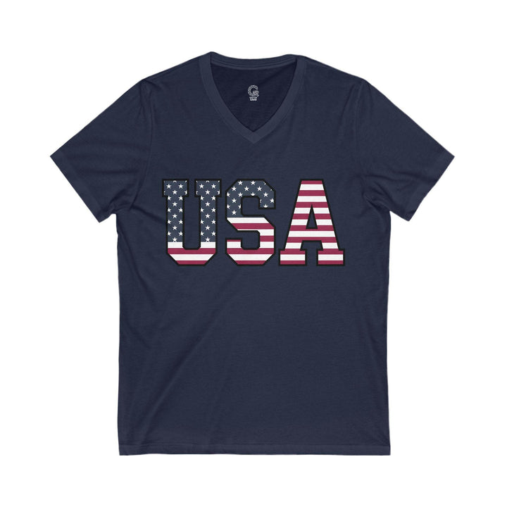 Patriotic V-Neck T-Shirt USA Flag Design - Gutsy Garb